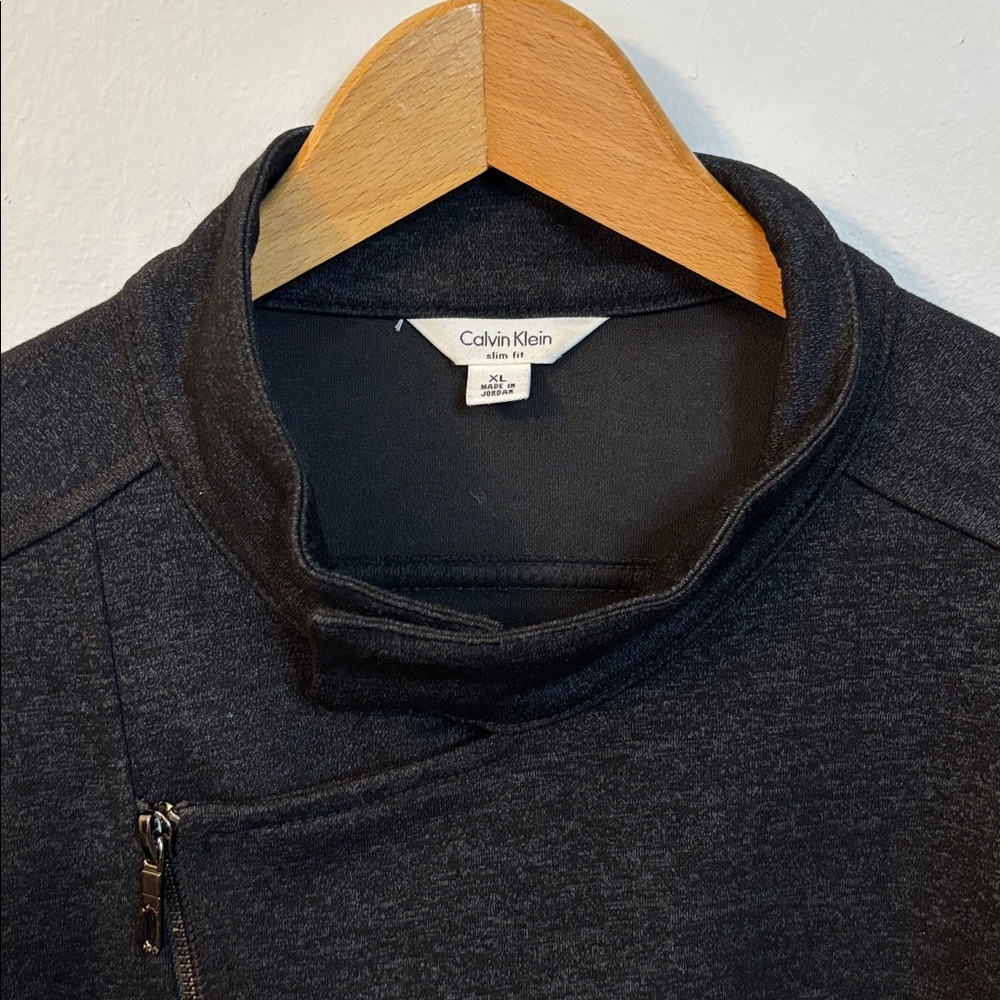 Calvin Klein Moto Men’s Asymmetrical Zip Jacket Charcoal Grey Size XL Slim Fit - Picture 4 of 7